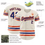 Custom Personalized Authentic Baseball Jersey - Cream Royal-Orange Line with Custom Name and Number Personalized Cream Royal-Orange