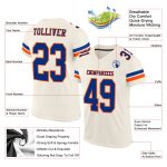 Custom Name and Number Football Jersey - Personalized Royal-Orange Mesh Authentic Team Jersey Personalized Cream Royal-Orange