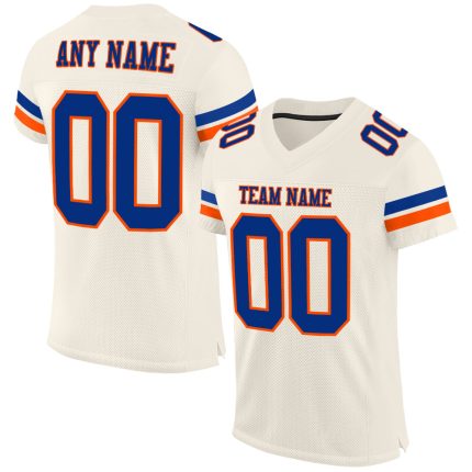 Personalized Royal-Orange Mesh Football Jersey for Men and Women Personalized Cream Royal-Orange Mesh Football Jersey