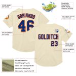 Personalized Royal-Orange Mesh Baseball Jersey for Men and Women, Throwback Style Personalized Cream Royal-Orange Mesh Throwback