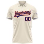 Personalized Royal-Orange Performance Golf Polo Shirt - Cream Personalized Cream Royal-Orange Performance Vapor Golf Polo