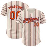 Custom Orange-Royal Baseball Jersey with Personalized Name and Number - Cream Royal Orange Pinstripe Design Personalized