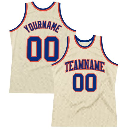 Custom Cream Royal-Orange Basketball Jersey - Personalized Throwback Style Personalized Cream Royal-Orange Throwback Basketball