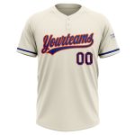 Personalized Royal-Orange Unisex Softball Jersey - Two-Button Design, Cream Color Personalized Cream Royal-Orange Two-Button