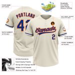 Personalized Royal-Orange Unisex Softball Jersey - Two-Button Design, Cream Color Personalized Cream Royal-Orange Two-Button