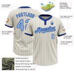 Personalized Light Blue Two-Button Unisex Softball Jersey - Cream Royal Pinstripe Design Personalized Cream Royal Pinstripe