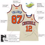 Personalized Orange Basketball Jersey with Cream Royal Pinstripe Design Personalized Cream Royal Pinstripe Orange Basketball