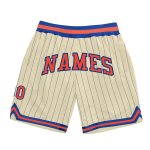 Personalized Orange-Royal Basketball Shorts - Cream Royal Pinstripe Design Personalized Cream Royal Pinstripe Orange-Royal