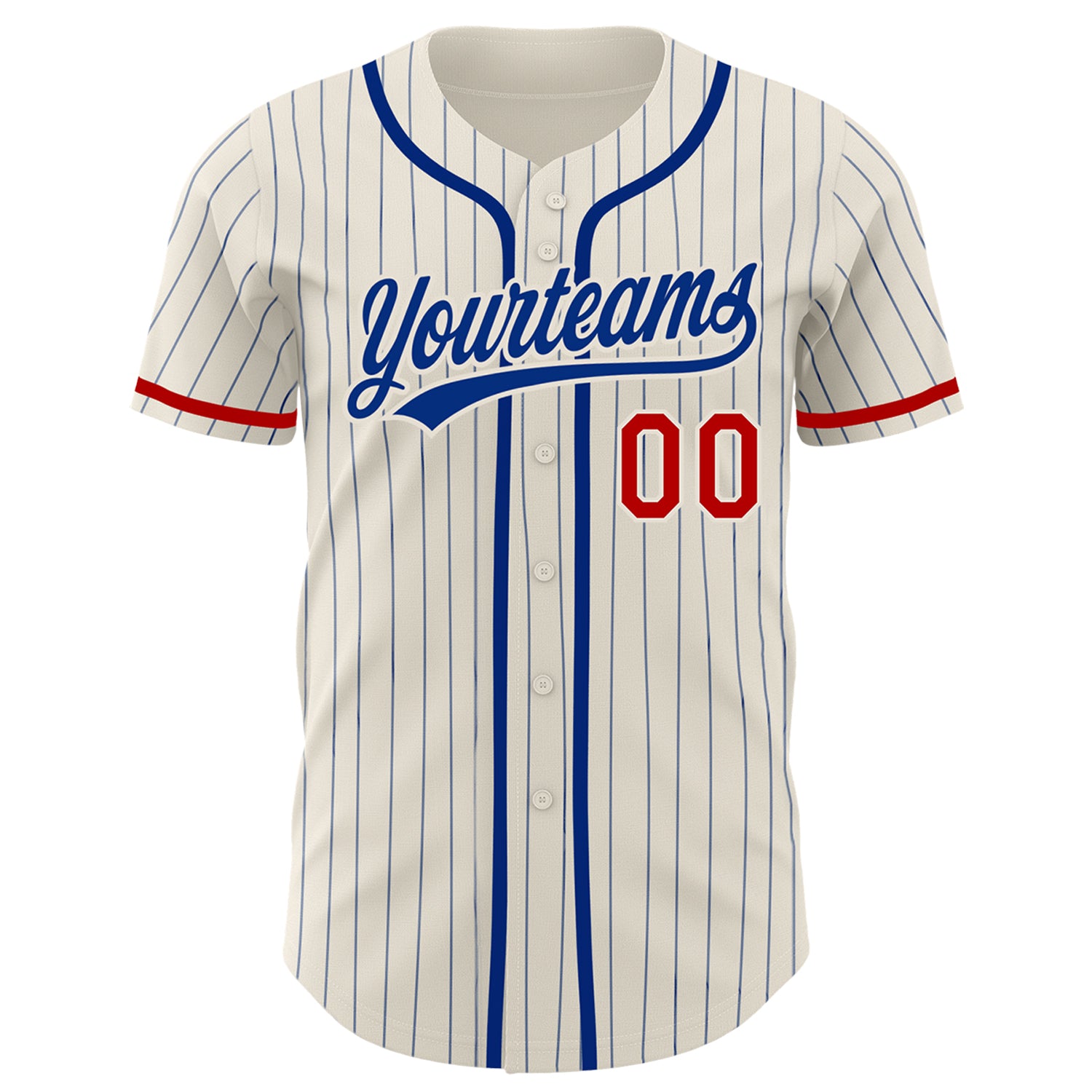 Personalized Red Baseball Jersey - Cream Royal Pinstripe Style, Size 2 Personalized Cream Royal Pinstripe Red Baseball Jersey - Image 2