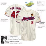 Personalized Red-White Royal Pinstripe Baseball Jersey - Authentic Custom Team Apparel Personalized Cream Royal Pinstripe