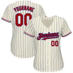 Personalized Red-White Royal Pinstripe Baseball Jersey - Authentic Custom Team Apparel Personalized Cream Royal Pinstripe