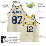Custom Personalized Royal-Gold Authentic Basketball Jersey with Cream Royal Pinstripe - Team Name and Number Personalized