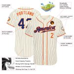 Custom Name and Number Authentic Baseball Jersey Royal-Orange Cream Pinstripe - Personalized Team Apparel Personalized Cream