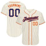 Personalized Royal Orange Pinstripe Baseball Jersey - Custom Cream Jersey Personalized Cream Royal Pinstripe Royal-Orange