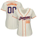 Personalized Royal Orange Pinstripe Baseball Jersey - Custom Cream Jersey Personalized Cream Royal Pinstripe Royal-Orange