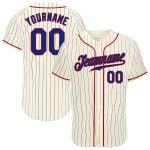 Personalized Royal-Red Baseball Jersey with Cream Royal Pinstripe Design Personalized Cream Royal Pinstripe Royal-Red Baseball