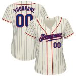 Personalized Royal-Red Baseball Jersey with Cream Royal Pinstripe Design Personalized Cream Royal Pinstripe Royal-Red Baseball