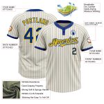 Custom Name Number Unisex Softball Jersey Cream Royal Pinstripe Yellow Two-Button Personalized Team Apparel Personalized
