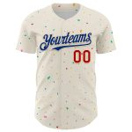 Custom 3D Confetti Baseball Jersey in Cream and Royal Red - Personalized Design Personalized Cream Royal-Red 3D Confetti