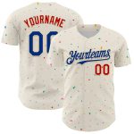 Custom 3D Confetti Baseball Jersey in Cream and Royal Red - Personalized Design Personalized Cream Royal-Red 3D Confetti