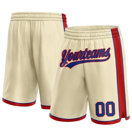 Custom Royal-Red Basketball Shorts - Personalized Athletic Wear Personalized Cream Royal-Red Basketball Shorts