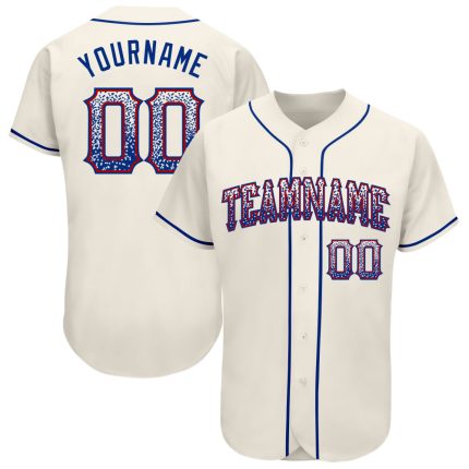 Personalized Royal-Red Cream Drift Baseball Jersey for Men and Women Personalized Cream Royal-Red Drift Fashion Baseball
