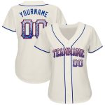 Personalized Royal-Red Cream Drift Baseball Jersey for Men and Women Personalized Cream Royal-Red Drift Fashion Baseball