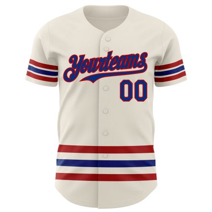Personalized Royal-Red Line Baseball Jersey for Men and Women - Custom Cream Team Jersey Personalized Cream Royal-Red Line