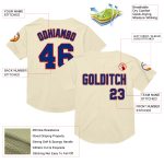Personalized Red Cream Throwback Baseball Jersey - Custom Mesh Design 2 Personalized Cream Royal-Red Mesh Throwback Baseball