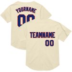 Personalized Red Cream Throwback Baseball Jersey - Custom Mesh Design 2 Personalized Cream Royal-Red Mesh Throwback Baseball