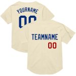 Personalized Royal-Red Cream Mesh Throwback Baseball Jersey for Men and Women, Stylish Sports Apparel Personalized Cream