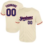 Personalized Red Cream Mesh Baseball Jersey - Throwback Style Personalized Cream Royal-Red Mesh Throwback Baseball Jersey