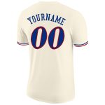 Custom Name and Number Performance T-Shirt - Personalized Cream and Royal-Red Design Personalized Cream Royal-Red Performance