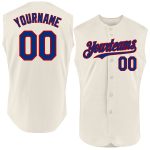 Personalized Sleeveless Baseball Jersey in Cream and Royal Red for Customized Style Personalized Cream Royal-Red Sleeveless