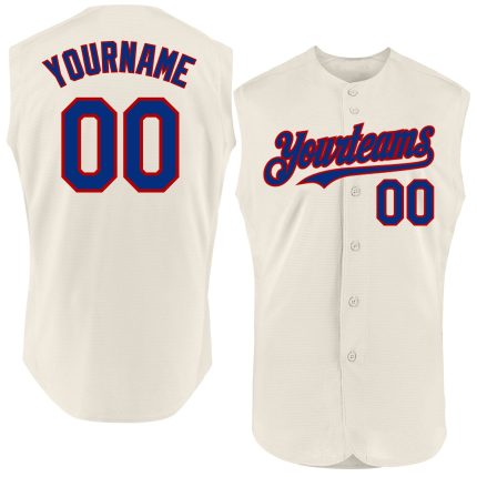 Personalized Sleeveless Baseball Jersey in Cream and Royal Red for Customized Style Personalized Cream Royal-Red Sleeveless