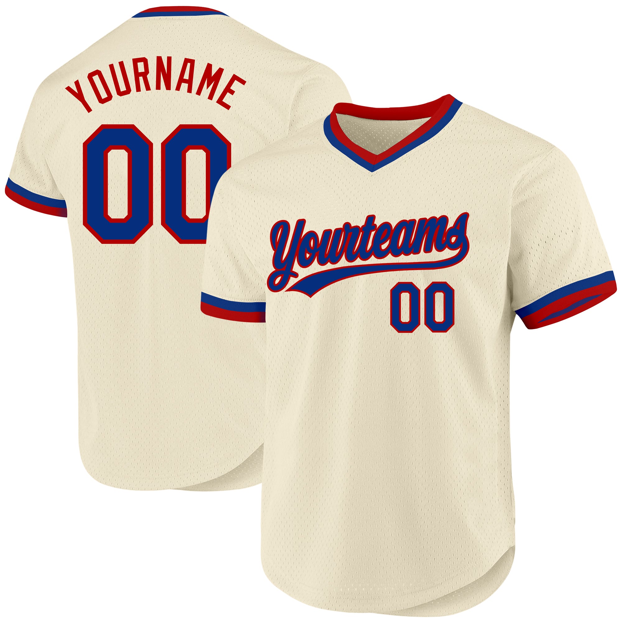 Custom Cream Red Retro Baseball Jersey Personalized Design Personalized Cream Royal-Red Throwback Baseball Jersey