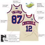 Personalized Royal-Red Basketball Jersey Throwback 2 | Custom Cream Design Personalized Cream Royal-Red Throwback Basketball