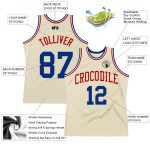 Personalized Royal-Red Throwback Basketball Jersey for Men, Size 3 Personalized Cream Royal-Red Throwback Basketball Jersey