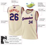 Personalized Royal-Red Throwback Basketball Jersey for Men, Women, Kids - Size 4 Personalized Cream Royal-Red Throwback Basketball