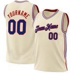 Personalized Royal-Red Throwback Basketball Jersey for Men, Women, Kids - Size 4 Personalized Cream Royal-Red Throwback Basketball