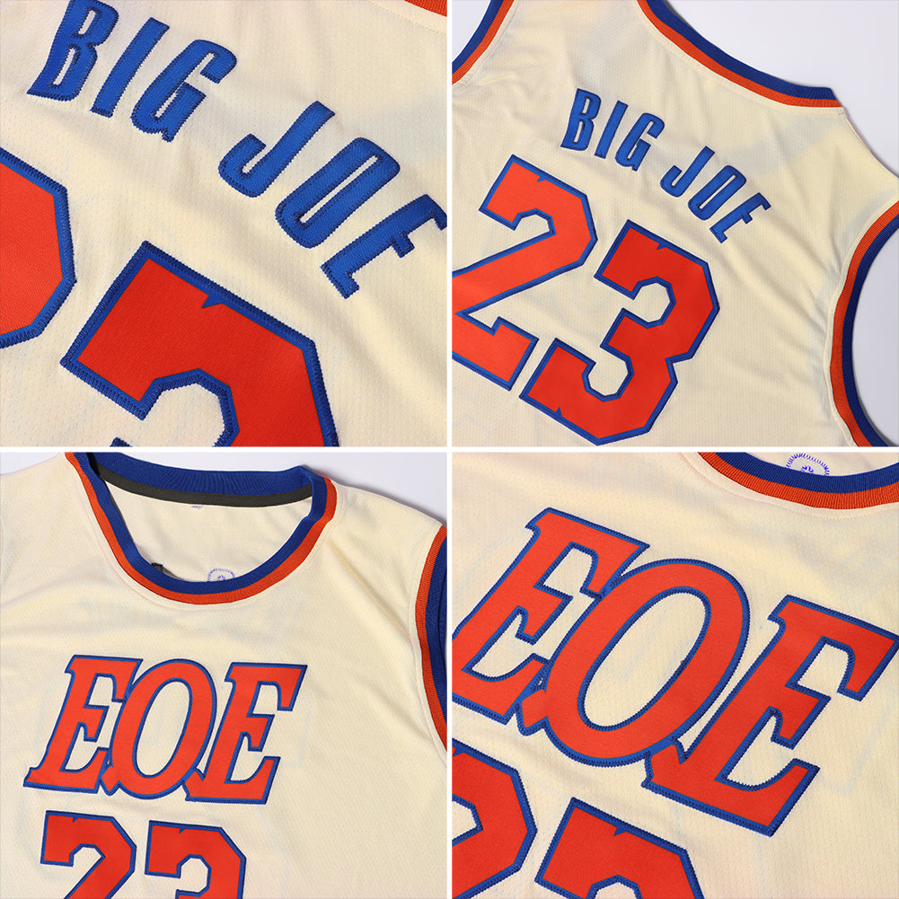 Custom Cream Royal-Red Basketball Jersey - Personalized Throwback Design Personalized Cream Royal-Red Throwback Basketball - Image 5