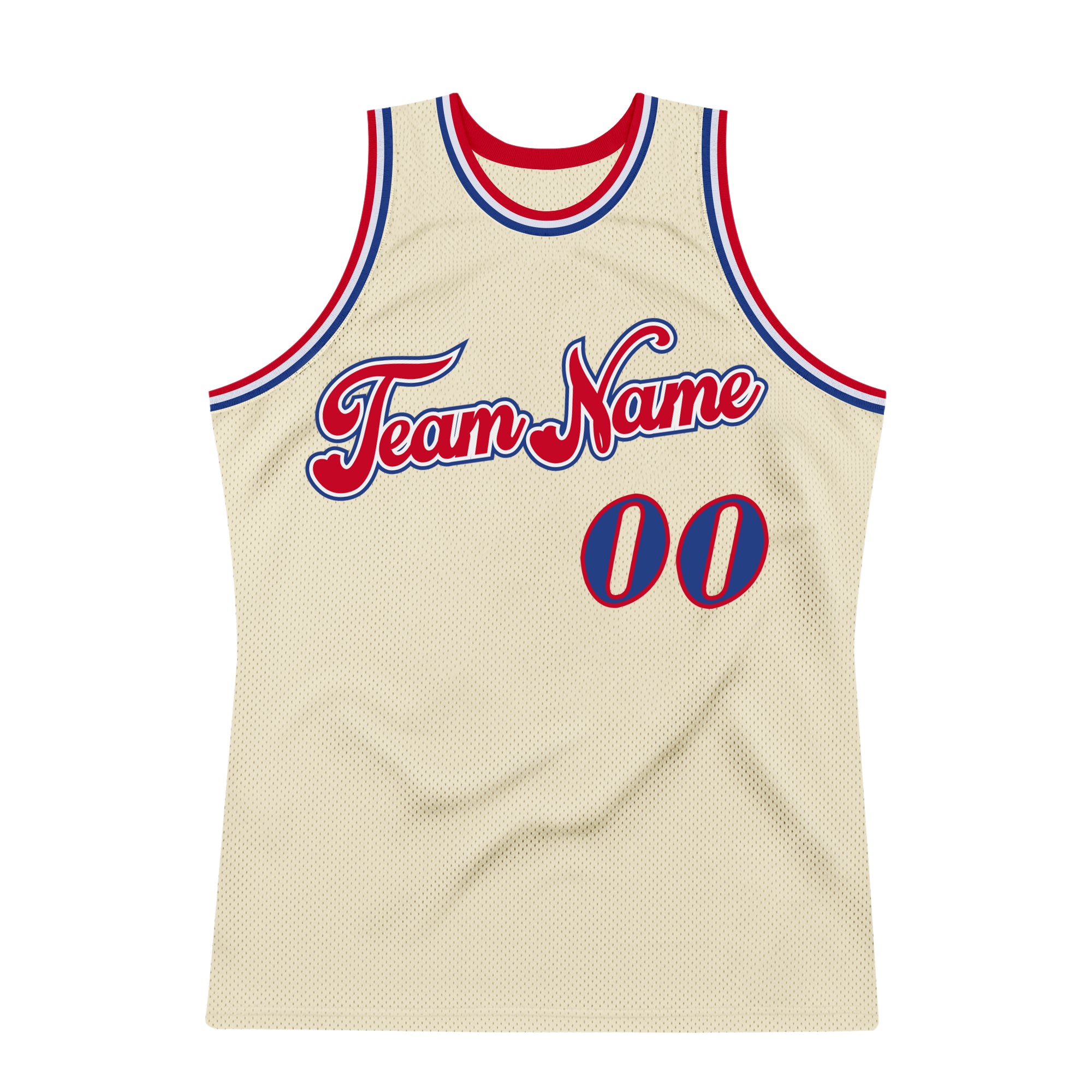 Custom Cream Royal-Red Basketball Jersey - Personalized Throwback Design Personalized Cream Royal-Red Throwback Basketball - Image 7