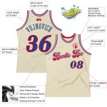 Custom Cream Royal-Red Basketball Jersey - Personalized Throwback Design Personalized Cream Royal-Red Throwback Basketball