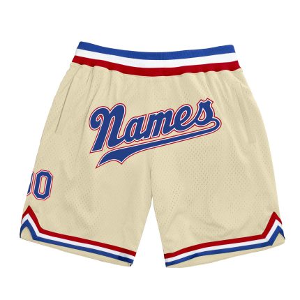 Personalized Royal-Red Throwback Basketball Shorts for Men and Women Personalized Cream Royal-Red Throwback Basketball Shorts