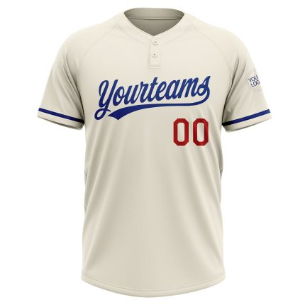 Custom Royal-Red Cream Softball Jersey Unisex Two-Button Design Personalized Cream Royal-Red Two-Button Unisex Softball Jersey