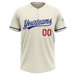 Personalized Royal-Red Cream Two-Button Unisex Softball Jersey - Custom Sports Apparel Personalized Cream Royal-Red Two-Button