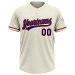 Personalized Unisex Softball Jersey Cream Royal-Red Two-Button Style 3 Personalized Cream Royal-Red Two-Button Unisex Softball