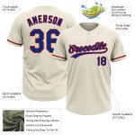 Personalized Unisex Softball Jersey Cream Royal-Red Two-Button Style 3 Personalized Cream Royal-Red Two-Button Unisex Softball