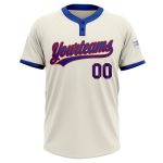 Personalized Royal-Red Softball Jersey for Unisex - Cream Two-Button Design Personalized Cream Royal-Red Two-Button Unisex