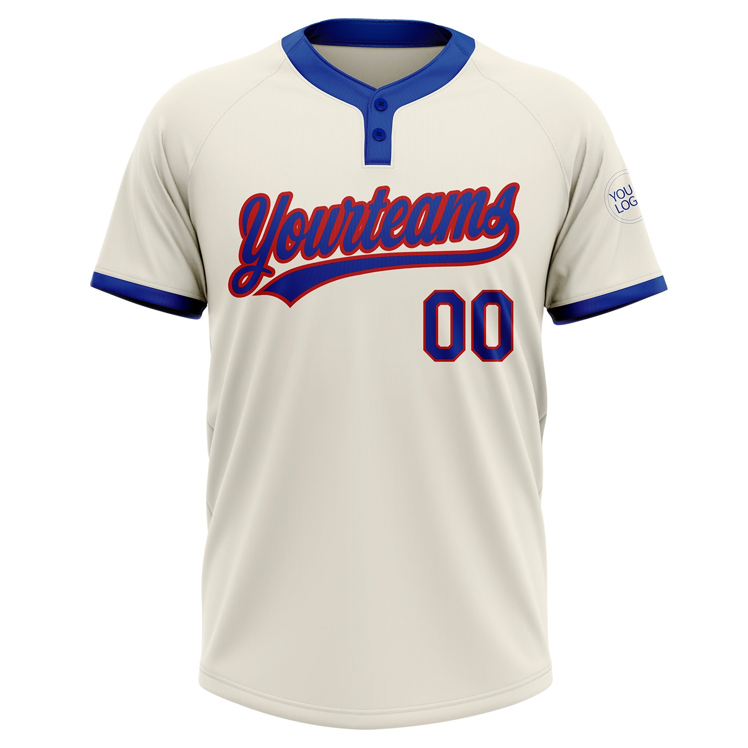 Personalized Royal-Red Softball Jersey for Unisex - Cream Two-Button Design Personalized Cream Royal-Red Two-Button Unisex - Image 2